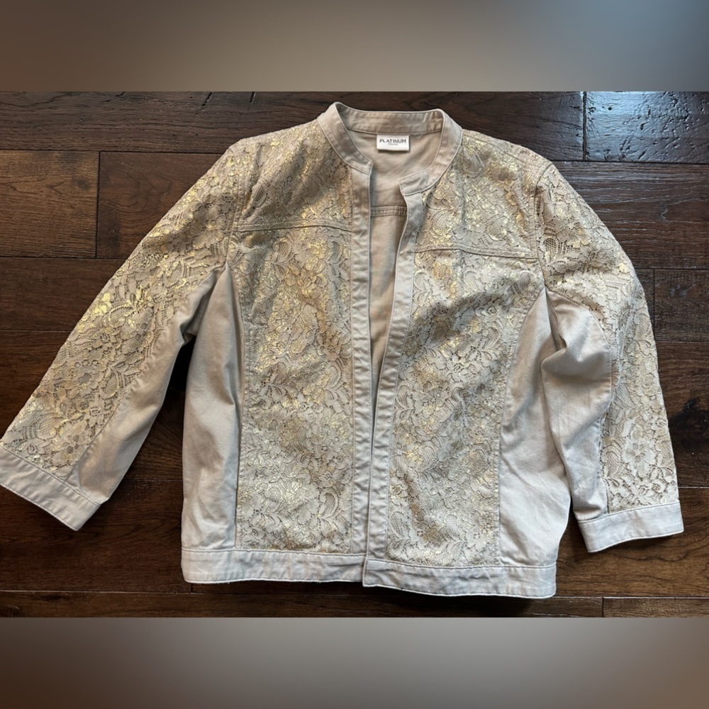Chico’s Gold Lace Jacket- size 3
